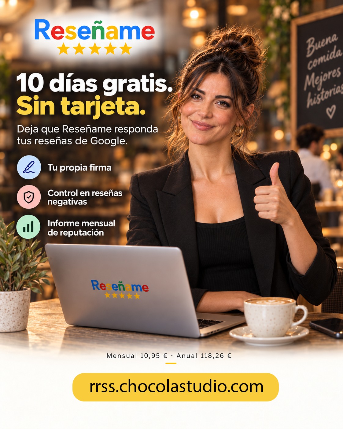 ¿No tienes tiempo para responder las reseñas de tu negocio? ⭐ Con Reseñame, las nuevas reseñas de Google se responden automáticamente con IA, con tu firma y bajo tu control. ✅ Respuestas automáticas ✅ Control en reseñas negativas durante 48 h ✅ Informe mensual de reputación ✅ 10 días gratis ✅ Sin tarjeta Tú sigue trabajando. Nosotros nos ocupamos de tus reseñas. #Sabadell #ReseñasGoogle #ReputaciónOnline #NegociosLocales #Restaurantes